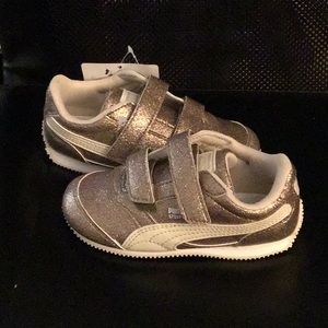 Puma glitter toddler gold sneakers